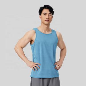 High Quality 100% Polyester Quick Dry <b>Mesh</b> Running Training Tank <b>Tops</b> Fitness Workout Performance Gym Sleeveless Shirt For Men - Product Image 2