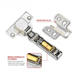 Charnière hydraulique à bras court 3D 4D de 35 mm en fer nickelé à fermeture douce pour porte en aluminium, design moderne, cuisine, hôpital - Product Image 1