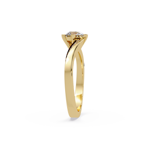 Anillo de compromiso moderno de oro puro de 14 quilates con banda retorcida y diamante redondo brillante cultivado en laboratorio, anillo de boda para mujer. - Product Image 4
