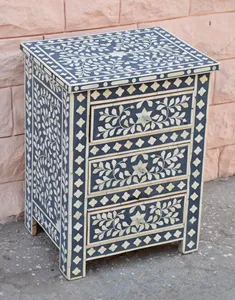 Modern Bone Inlay Console Side Table for Cozy <b>Bedroom</b> or School Interiors Elegant Wooden Frame by Tradebyd - Product Image 1