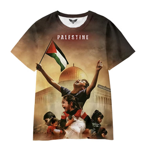 Camiseta Personalizada de Ucrania y Palestina para Hombre y Mujer, con Mensaje Impreso, de Algodón, Manga Corta, Cuello Redondo, con Eslogan Personalizado - Product Image 5