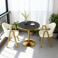 Ensemble table basse et chaises de luxe moderne pour salon, en marbre artificiel écologique, idéal pour la maison, l'appartement, l'hôtel, le balcon