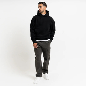 Sweat-shirt à capuche ample en coton épais pour homme, imprimé sur mesure, hiver, OEM - Product Image 2