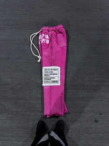 Custom Y2K Pink Rhinestone Tracksuit Heavyweight Cotton Fleece Full Zip Hoodie Distressed Sweatpants Graphic Screen Print - Product Image 4