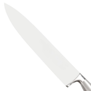 Couteaux de chef avec manche en acier inoxydable et lame large équilibrée pour la cuisine professionnelle, la découpe des aliments et la préparation des repas. - Product Image 5