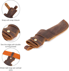 Leather Knife Sheath Belt with Zipper Closure Chef Knife Guard Anti-Theft Large Capacity Knife <b>Holster</b> EDC Belt - Product Image 1