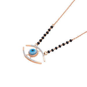 Collar de Boda con Diamante Natural, Mangalsutra, Color H-I, Claridad VS-SI, Corte Brillante Redondo, Perla Negra Sagrada Extraída de la Tierra - Product Image 3