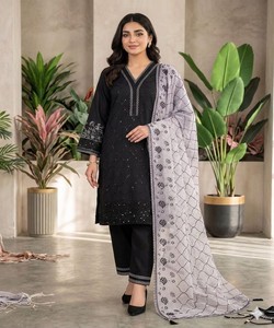 Conjunto de Salwar Kameez Islámico Morado con Bordado Romano de Lujo, Top, Pantalón Palazzo y Dupatta 85268 LG-2104 - Product Image 2