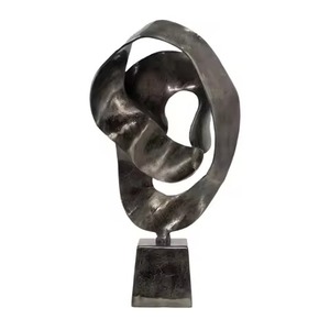Escultura Metálica Abstracta Moderna, Estatua de Aluminio Negro Ahumado en Forma de Lazo, Arte Minimalista para Mesa, Decoración para Sala de Estar y Hoteles de Lujo - Product Image 1
