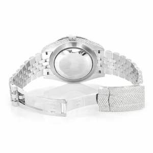 Reloj de Lujo con Incrustaciones de Moissanita, Esfera Azul Real, Movimiento de Cuarzo, Reloj de Diamantes, 40 mm, Cristal, Acero Inoxidable - Product Image 4