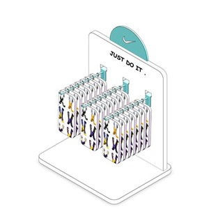 Expositor de Calcetines Horizontal en Forma de L de Metal Ligero para Mostrador con 3 Soportes para Tiendas de Abarrotes y Tiendas de Conveniencia - Product Image 1