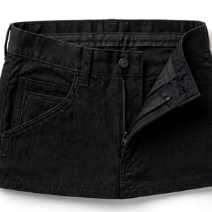 Pantalon décontracté homme noir en coton coupe droite taille mi-haute à braguette boutonnée devant plat mi-lourd pour le printemps - Product Image 6