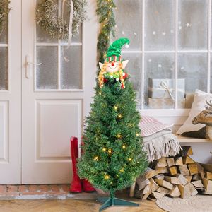 Albero di Natale Realistico Pieghevole Verde da Esterno in PE con 129 Rami in PVC, Supporto in Ferro e Decorazione Babbo Natale, 90 cm - Product Image 4