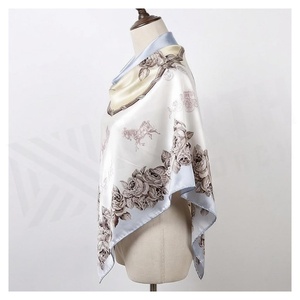 North Approach Women's Square <b>Silk</b> <b>Scarf</b> Floral Print Elegant Multi-Functional Fashion Accessory All Seasons - Product Image 3