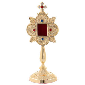 Elegante Relicario de Latón con Flor y Cruz, Chapado en Oro, de Alta Calidad, para Regalo o Adorno, con Centro Rojo y Gema - Product Image 5