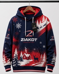 Wholesale Direct ZIAKOT INDUSTRY Best Selling Custom Stitched Navy Red-White Christmas 3D Sports Pullover Sweatshirt Hoodie - Product Image 1