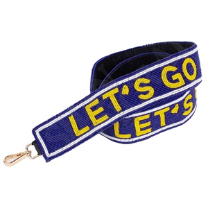 Correa de Moda Ajustable Hecha a Mano con Cuentas, Acabado de Calidad Boutique en Morado Brillante y Amarillo, Texto Grabado en Relieve, Ideal para el Día del Partido Universitario - Product Image 1