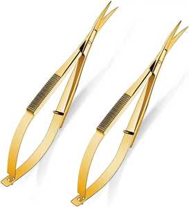 Ciseaux à ressort double action à lame droite et courbée en acier inoxydable noir mat pour manucure russe, cils et sourcils - Product Image 4