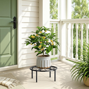 Support de plante rond en métal, design ajouré, support de pot de fleurs autoportant, support de plante décoratif en fer pour la maison, le jardin, le balcon - Product Image 2