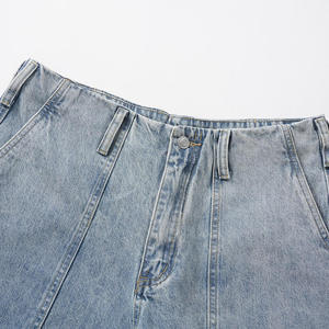 Men's High Waist <b>Denim</b> Bermuda Shorts Solid Color Cotton Casual Style Button Fly Woven <b>Material</b> Pockets Breathable - Product Image 3