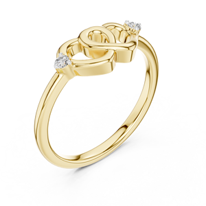 Double Heart Shape Brilliant Cut Lab Grown Diamond Women's <b>Rings</b> DEF VVS 14K Solid Gold Minimalist Romantic Anniversary Gift - Product Image 3