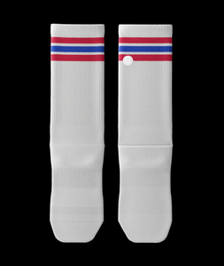 Calcetines Deportivos de Algodón Transpirables para Hombre, Diseño a Rayas Blancas, Rojas y Azules, Ideales para Verano y Béisbol - Product Image 1