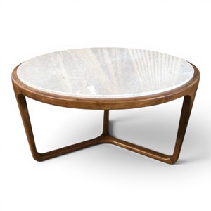 Premium Eco-Friendly Solid Teak Wood Round <b>Coffee</b> <b>Table</b> with <b>White</b> Marble Top Modern Luxury Living Room Furniture for Home Villa - Product Image 4
