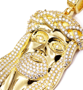 Pendentif Hip Hop Jésus, Bijoux Haut de Gamme, Chaîne en Acier Inoxydable Plaqué Or et Argent, Grand Moissanite Givré Certifié IGI, Idéal pour les Fêtes - Product Image 4
