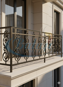 Rampe de balcon moderne sans cadre en fer et aluminium gris, finition ultra-polie, surface sablée, protection UV, antirouille - Product Image 2