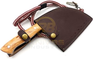 Cuchillo de Carnicero de Acero al Carbono Forjado con Acabado Martillado y Funda de Cuero, Logotipo Personalizado - Product Image 6