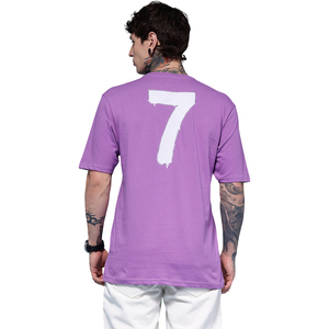 Men's Purple Short Sleeve T-Shirt With <b>White</b> Number 7 Print Back O-Neck Casual Jersey <b>Tee</b> 100% Cotton - Product Image 1