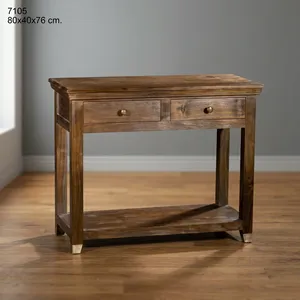 Mesa Consola de Madera con Dos Cajones y Estante Inferior, Mueble Rústico de Almacenamiento para Entrada, Sala de Estar, Pasillo, Decoración del Hogar - Product Image 4