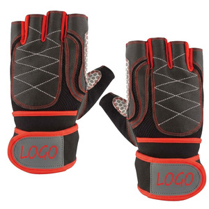 Unisex Half Finger Fitness <b>Gloves</b> Black Leather Adjustable Wrist Strap <b>Weight</b> Lifting Gym Workout Gear - Product Image 3