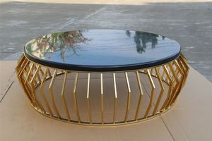 Table basse haut de gamme en métal et marbre, élégante, nouvelle arrivée, design moderne et luxueux, table centrale personnalisée, nouveau design, décoration intérieure - Product Image 4