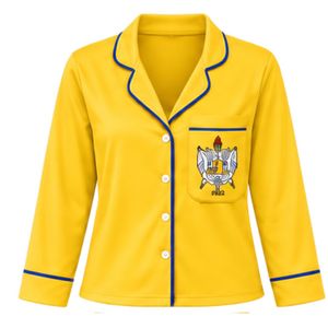 Conjunto de Pijama de Dos Piezas para Mujer, Camiseta de Manga Larga con Botones y Pantalones con Cintura Elástica, Logotipo Personalizado, Ropa de Dormir Suave y Cómoda - Product Image 3
