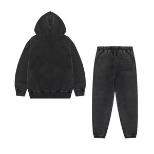 Acid Wash Tracksuit Set Wholesale Cotton Blend Casual Outfit <b>Oversized</b> Hoodie <b>Jogger</b> Matching Sportswear Clothing - Product Image 2