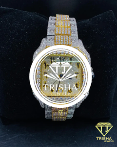 Two Tone Moissanite Diamond Watch 925 Sterling Silver Iced Out Square Dial <b>Wristwatch</b> Gift for Men Women - Product Image 6