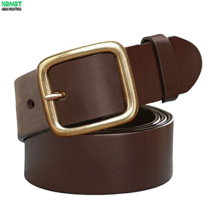 Cinturón Formal de Cuero Genuino, Hebilla Rectangular Plateada, Color Marrón Sólido, Cinturón Duradero para Hombre, Apto para las Cinco Estaciones - Product Image 3