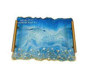 Best Design Epoxy Resin Serving <b>Tray</b> with <b>Gold</b> Leaf Metal Handle Quality Handicrafts for Hotels Restaurants and Kitchenware - Product Image 6