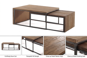 Agera Solid Wood Modern Eco-Friendly Durable Coffee <b>Table</b> Set 2 <b>Nesting</b> <b>Tables</b> Natural Finish for Villa Resort Residential - Product Image 5