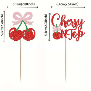 Decoraciones para Pastel de Cereza, Papel Brillante, Bandera para Pastel, Suministros para Mesa de Postres, Adorno para Cupcakes para Fiesta de Cumpleaños - Product Image 4