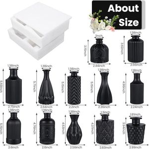 Set di 12 Vasi in Vetro Nero per Fiori, Mini Vasi Vintage per Matrimoni e Decorazioni Rustiche, Piccoli Vasi in Cristallo per Centrotavola - Product Image 4