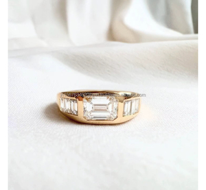 IGI/ Lab Grown Emerald Cut Vintage 14k Yellow Wedding/Engagement <b>Ring</b> Unisex Fine Yellow Gold Anniversary Party-Worthy - Product Image 1