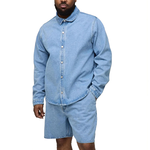 Ensemble short en jean personnalisé respirant, léger et de haute qualité pour adultes, avec impression sur mesure, idéal pour l'été, couleur unie, vente en gros - Product Image 1