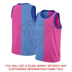 เสื้อบาสเก็ตบอลแฟชั่นสีชมพูฟ้าแบบแยกส่วน  รับผลิตตามสั่งด้วยเทคนิค Sublimation ผ้าโพลีเอสเตอร์ตาข่าย บริการ OEM - Product Image 2