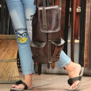 Nouveauté sacs en cuir pleine fleur sac à dos grande capacité sacs de voyage décontractés rétro cuir de vache mode sacs d'école pour unisexe - Product Image 3