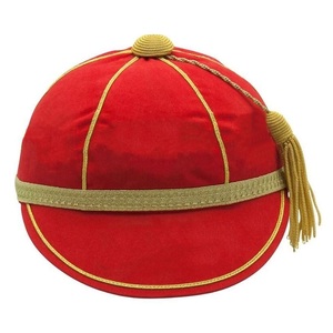 Casquette sportive en velours jaune avec logo personnalisé, bordure tressée rouge et pompon – Casquette de récompense pour le cyclisme et les étudiants - Product Image 5