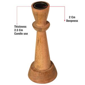 Wooden Candle Holder for Taper Candles Natural Mango Wood Vintage Style 18 cm <b>Tall</b> Candle Stand for Fireplace <b>Dining</b> <b>Table</b> - Product Image 5