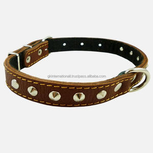 Collar de perro de cuero genuino grueso y duradero fuerte con tachuelas de níquel collar de mascota hecho a mano resistente para perros de todos los tamaños - Product Image 1