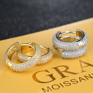 Lab Grown Diamond Hoop <b>Earrings</b> 925 <b>Silver</b> Huggie Hoop <b>Earrings</b> <b>for</b> <b>Men</b> Women Iced Round <b>Earrings</b> Certified Diamond Jewellery - Product Image 6